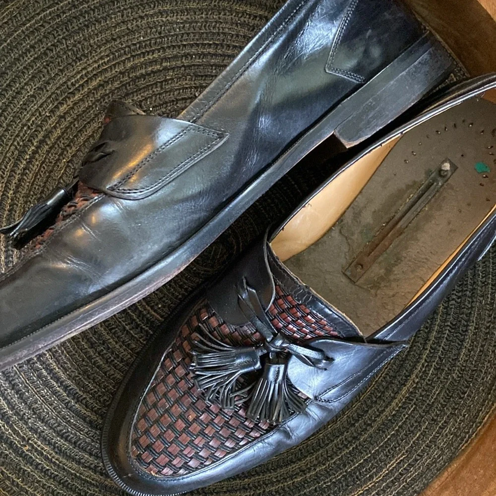 Johnston & Murphy Cellini woven leather tassel, casual loafers men’s size 11.5 M